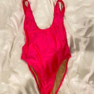 neon pink one piece swimsuit